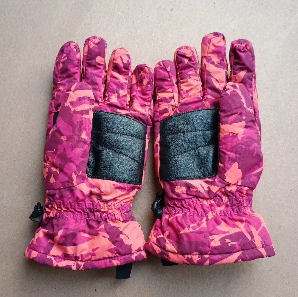 Girls Columbia Winter Snow Gloves Pink Pattern Mittens Ski Sz Large